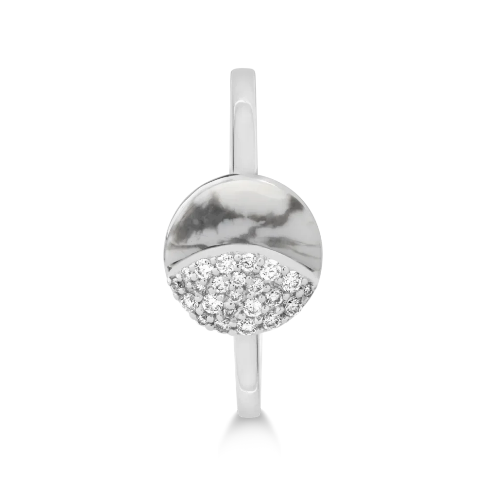 Inel din aur alb cu turcoaz alb de 0.37ct si diamante de 0.116ct - imagine 3