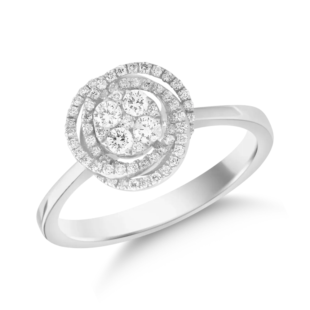 Inel din aur alb de18K cu diamante de 0.65ct