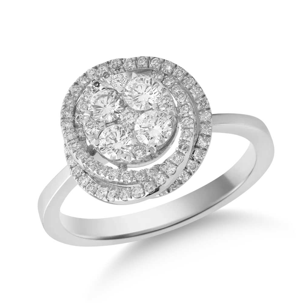 Inel din aur alb de18K cu diamante de 0.65ct