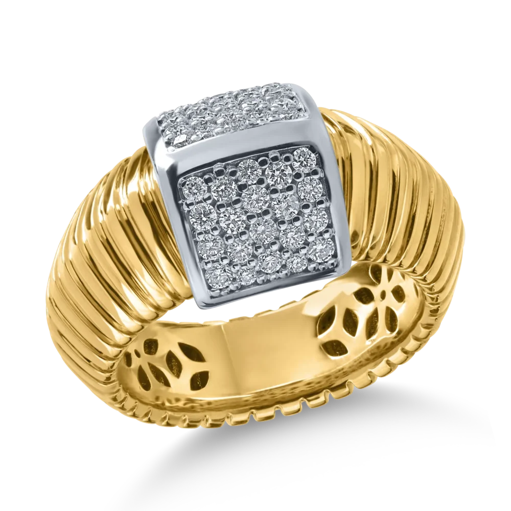 Inel din aur alb-galben cu diamante de 0.44ct