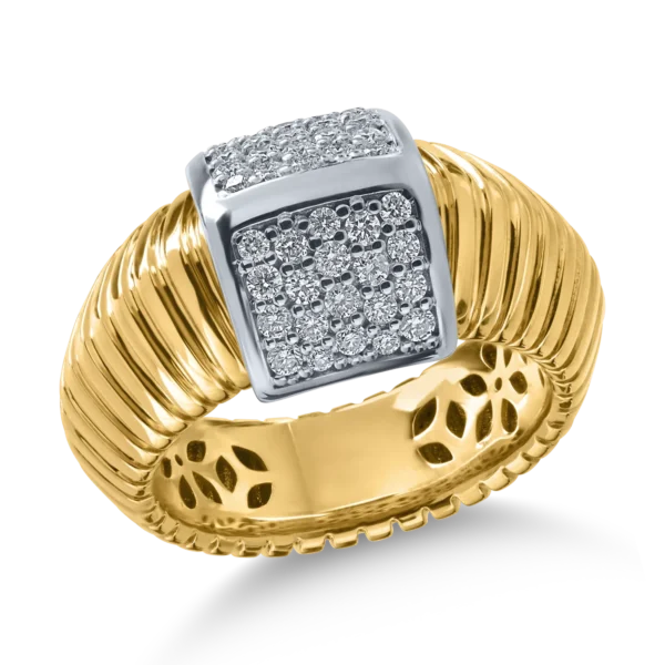 Inel din aur alb-galben cu diamante de 0.44ct