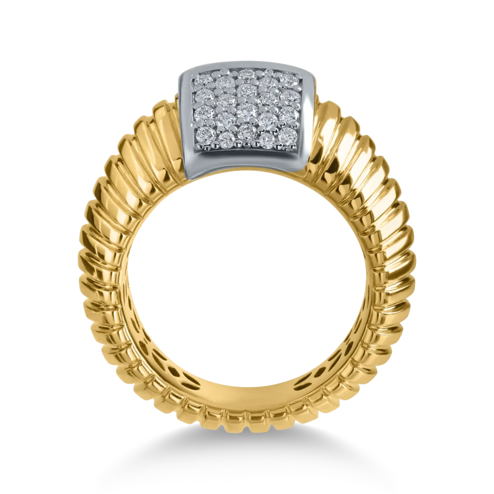 Inel din aur alb-galben cu diamante de 0.44ct - imagine 2