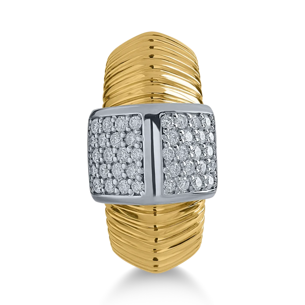 Inel din aur alb-galben cu diamante de 0.44ct - imagine 3