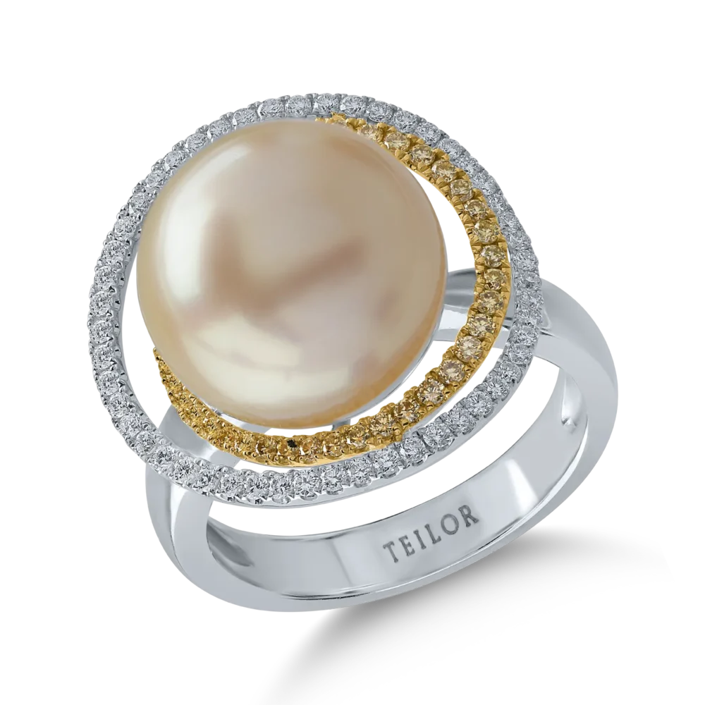 Inel din aur alb-galben cu diamante de 0.51ct