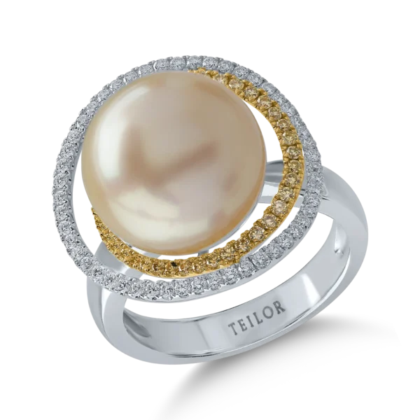 Inel din aur alb-galben cu diamante de 0.51ct