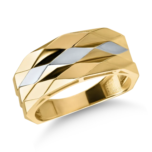 Inel din aur alb-galben