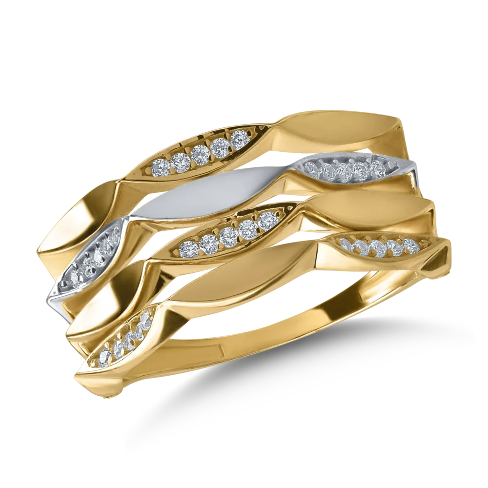 Inel din aur alb-galben