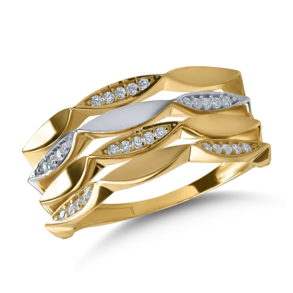 Inel din aur alb-galben