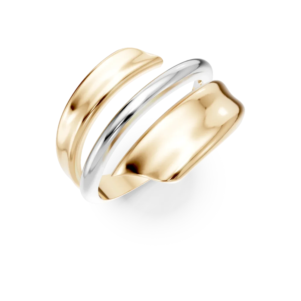 Inel din aur alb-galben