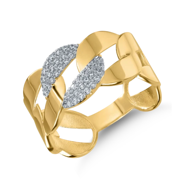 Inel din aur alb-galben