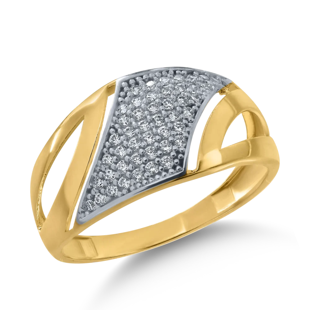 Inel din aur alb-galben