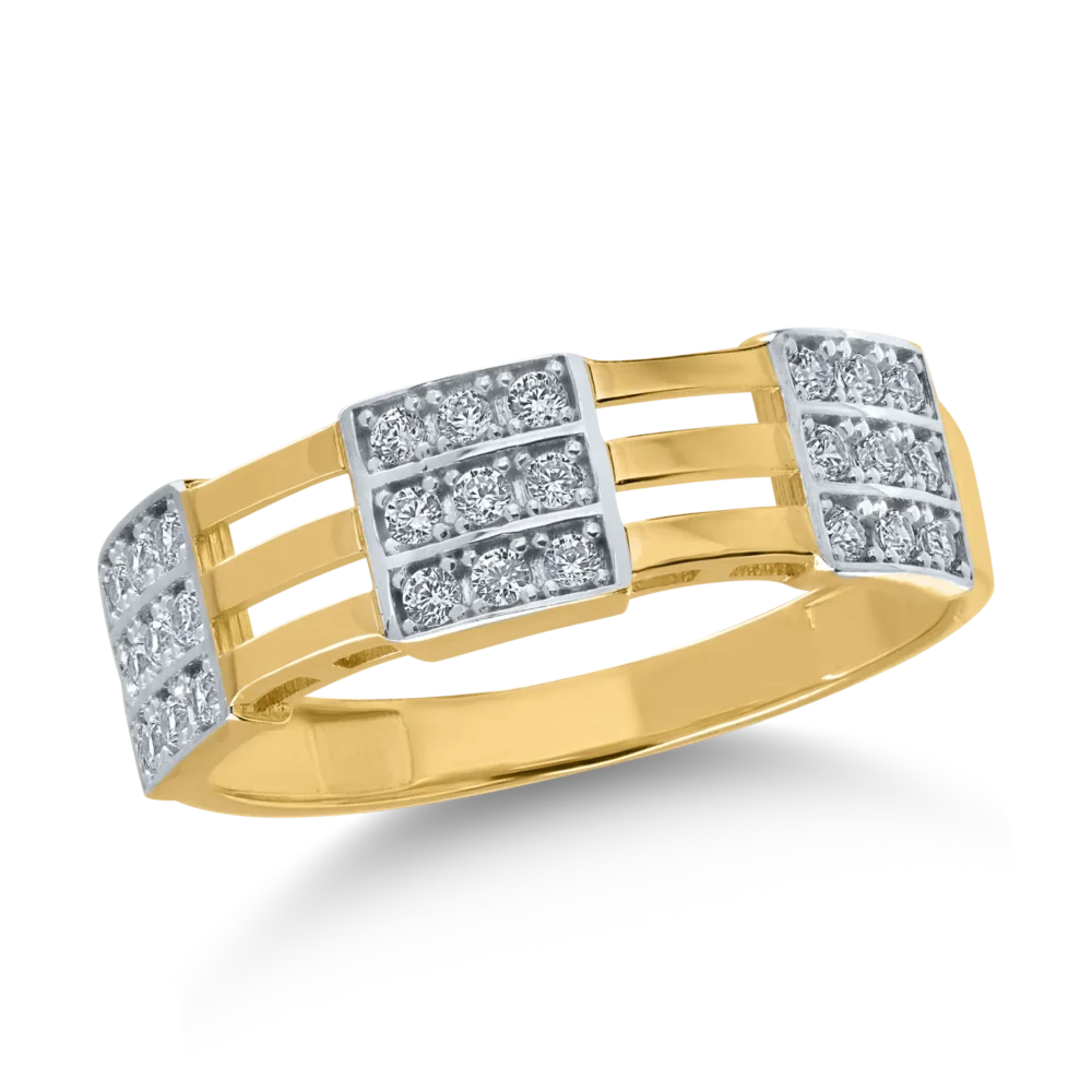 Inel din aur alb-galben