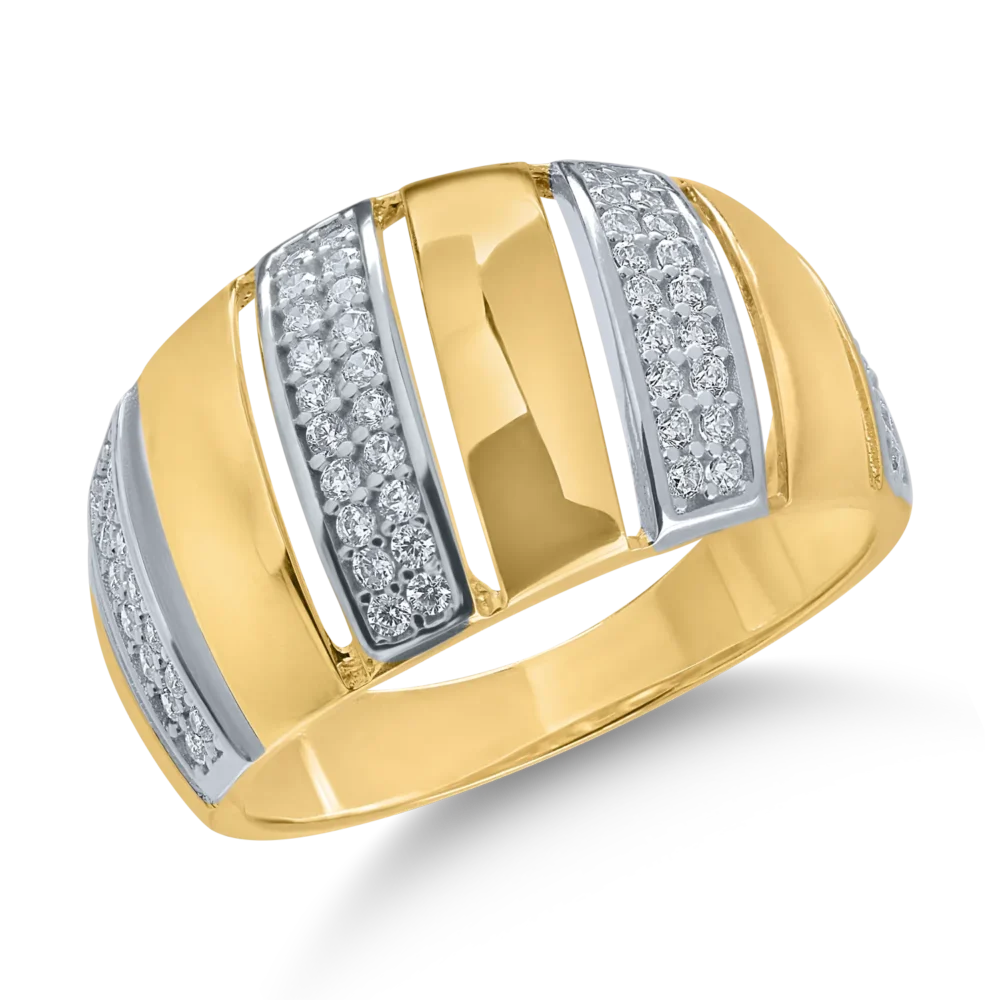 Inel din aur alb-galben