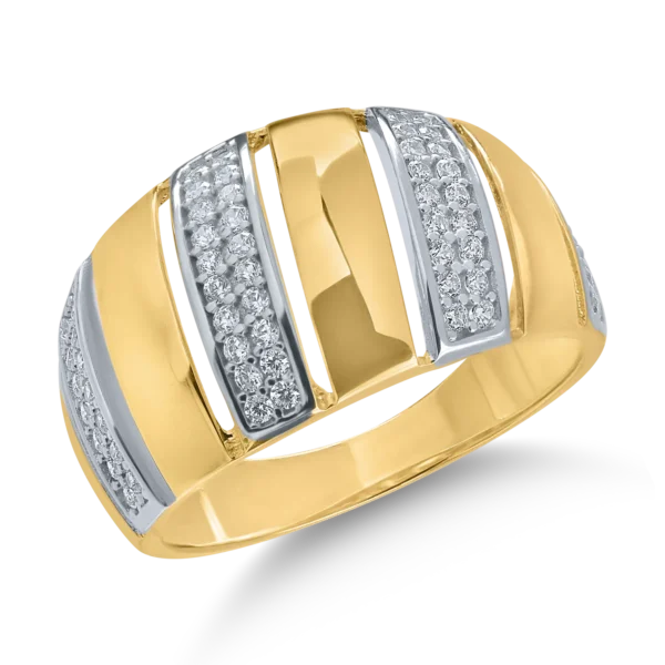 Inel din aur alb-galben