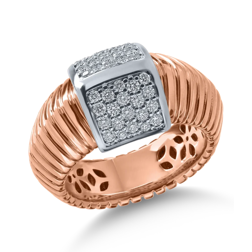 Inel din aur alb-roz cu diamante de 0.44ct