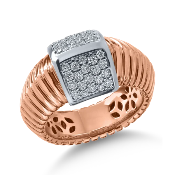 Inel din aur alb-roz cu diamante de 0.44ct