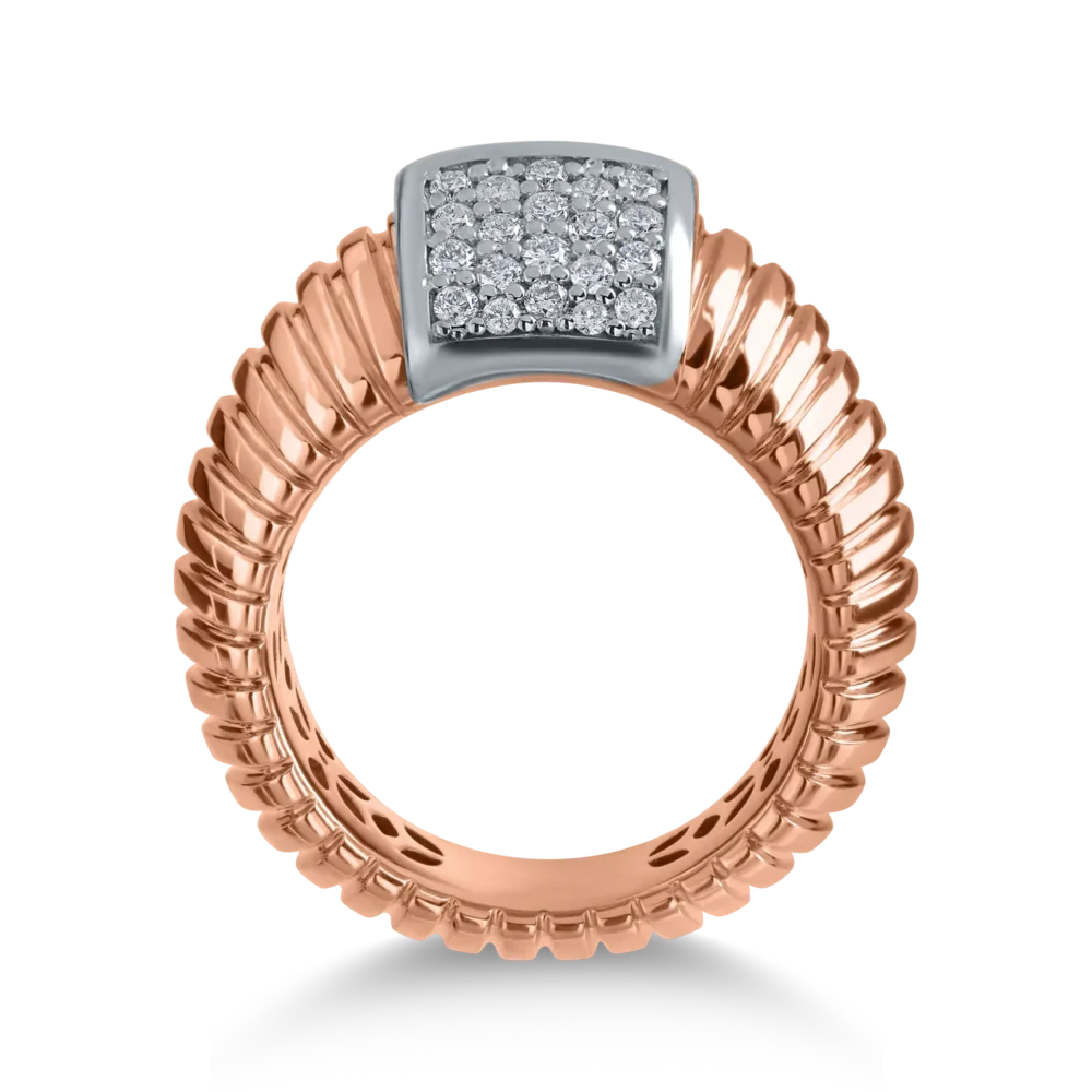 Inel din aur alb-roz cu diamante de 0.44ct - imagine 2