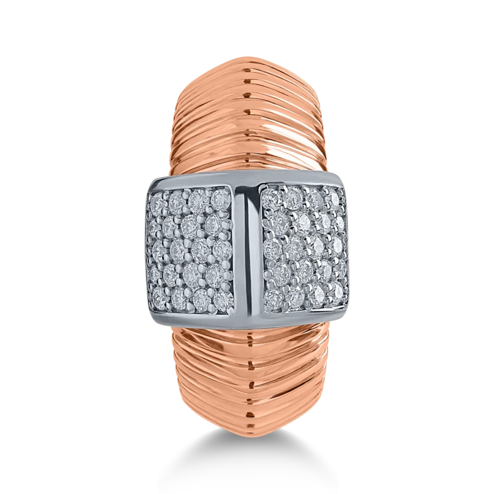 Inel din aur alb-roz cu diamante de 0.44ct - imagine 3