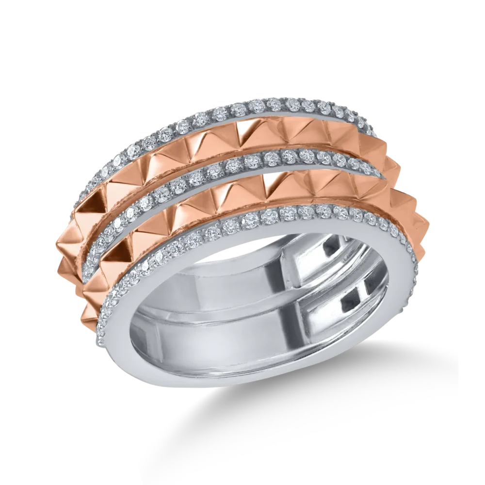 Inel din aur alb-roz cu diamante baguette de 0.4ct