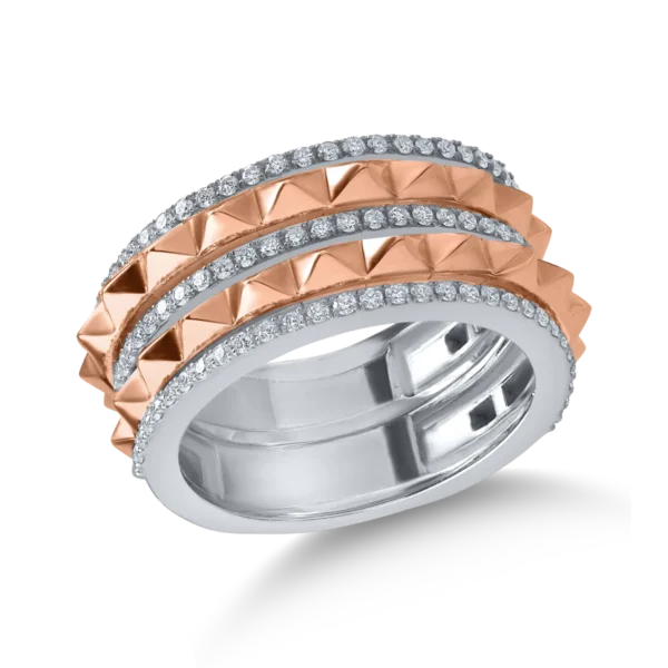 Inel din aur alb-roz cu diamante baguette de 0.4ct