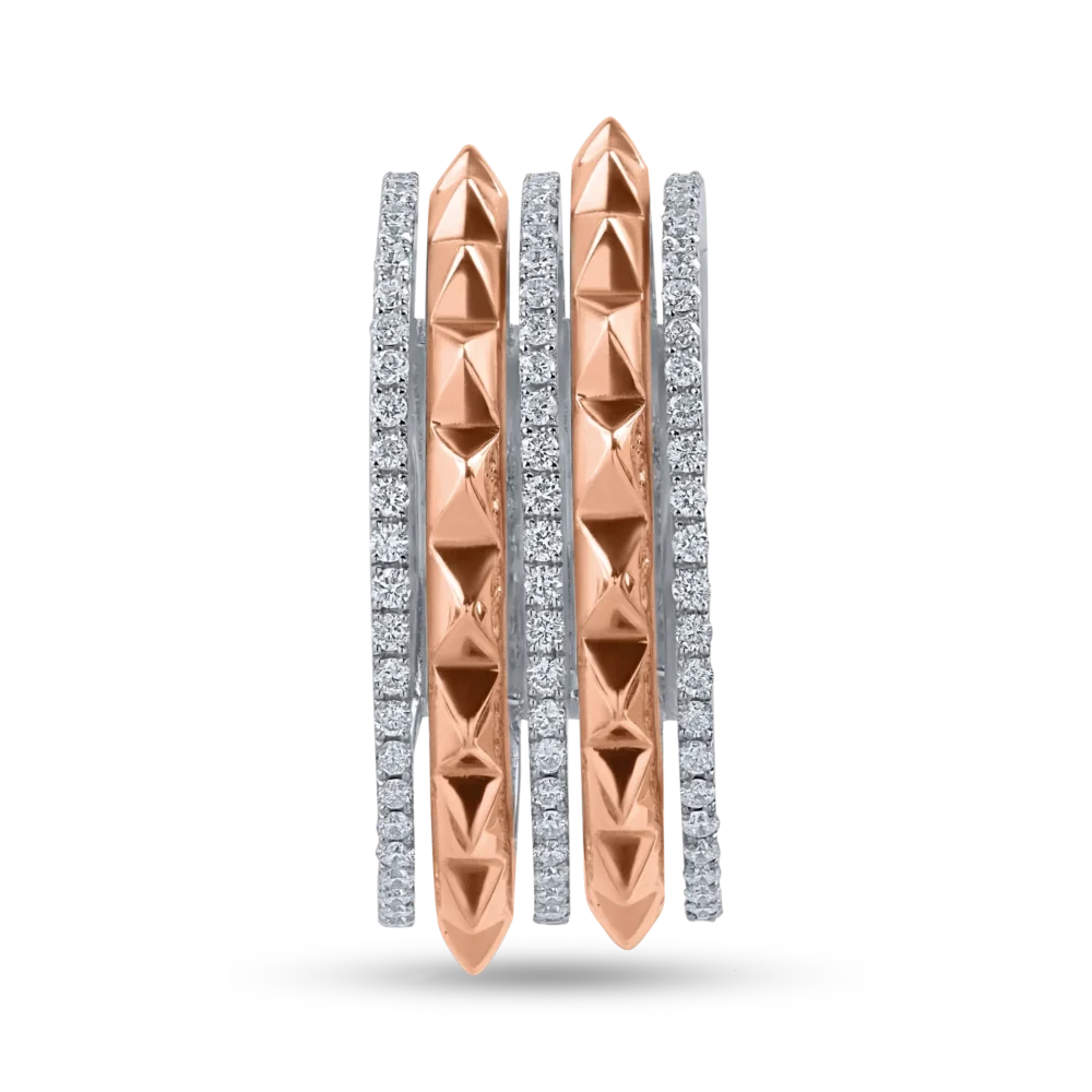 Inel din aur alb-roz cu diamante baguette de 0.4ct - imagine 2