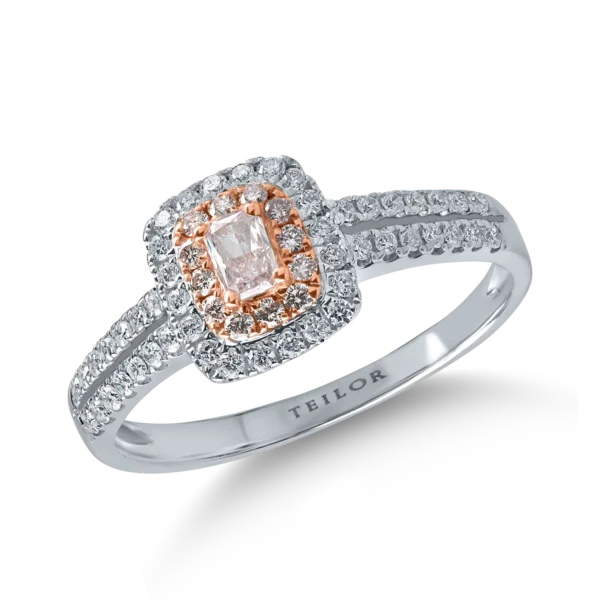 Inel din aur alb-roz cu diamante de 0.5ct