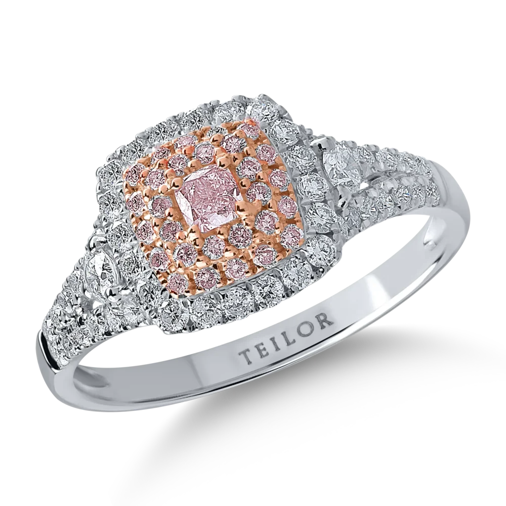 Inel din aur alb-roz cu diamante de 0.7ct