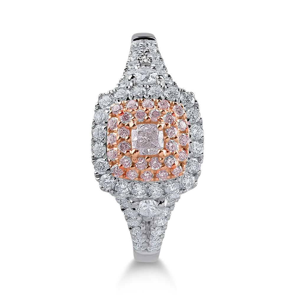 Inel din aur alb-roz cu diamante de 0.7ct - imagine 2