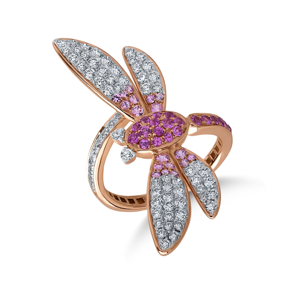 Inel din aur alb-roz cu diamante de 0.9ct si safire de 0.64ct