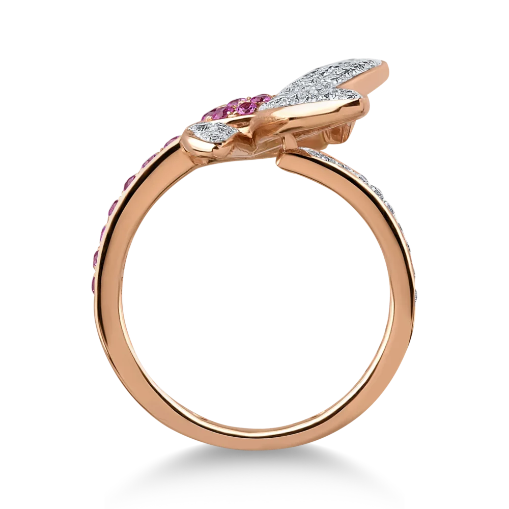 Inel din aur alb-roz cu diamante de 0.9ct si safire de 0.64ct - imagine 2