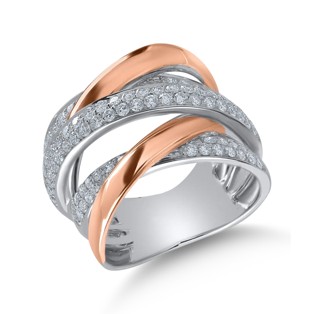 Inel din aur alb-roz cu diamante de 1.1ct