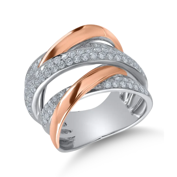 Inel din aur alb-roz cu diamante de 1.1ct