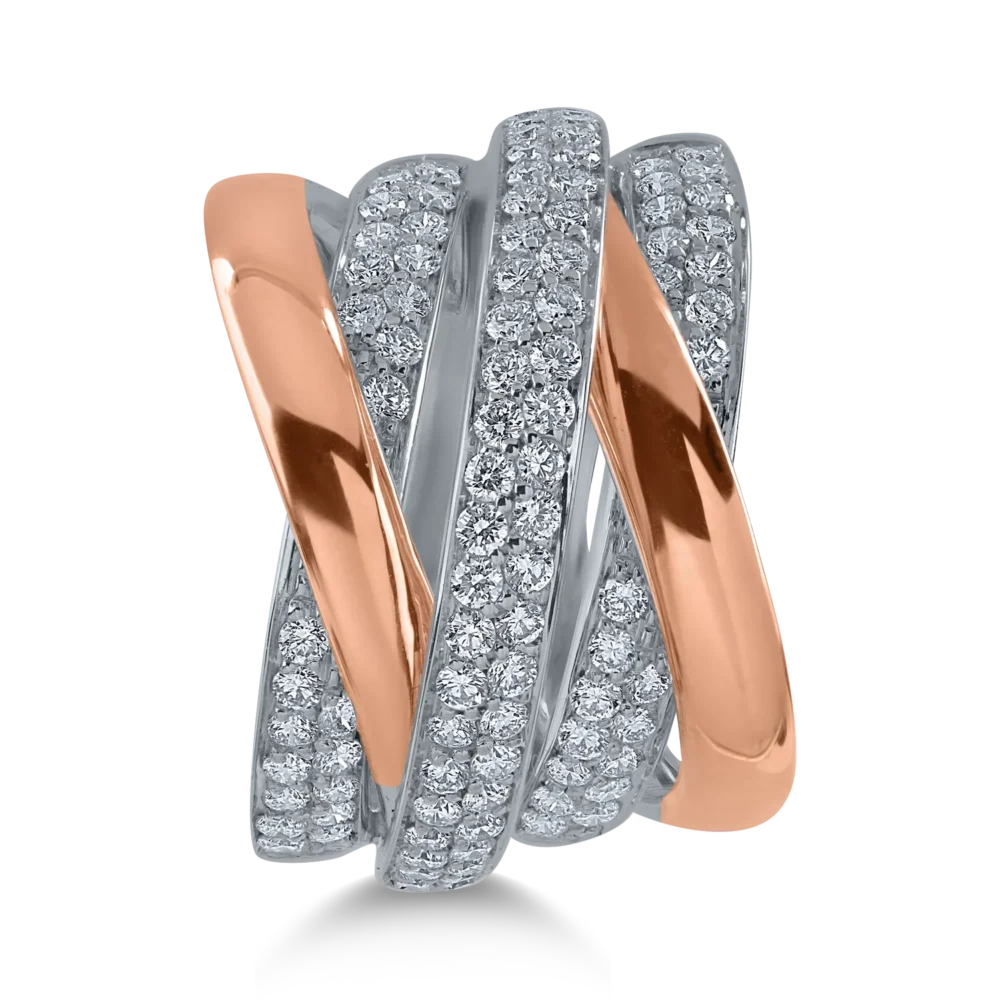 Inel din aur alb-roz cu diamante de 1.1ct - imagine 2