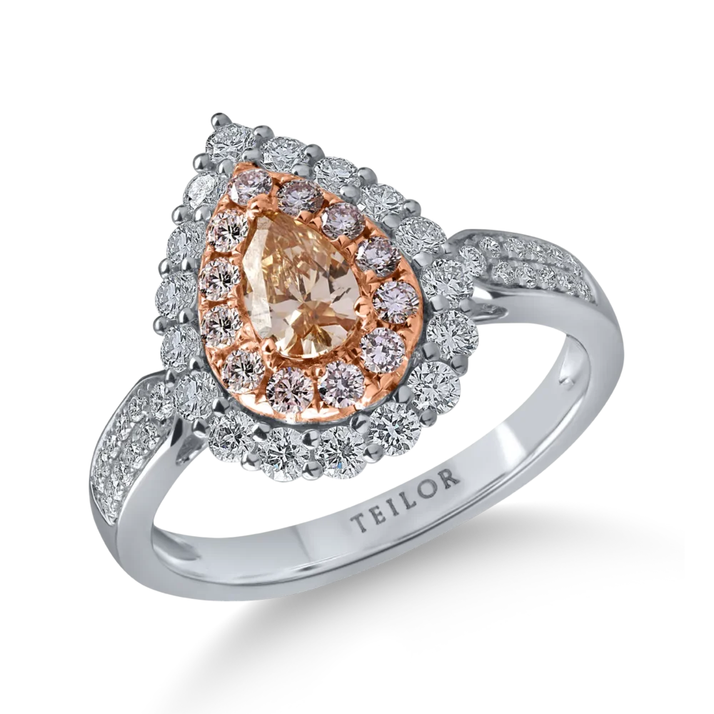 Inel din aur alb-roz cu diamante de 1.1ct