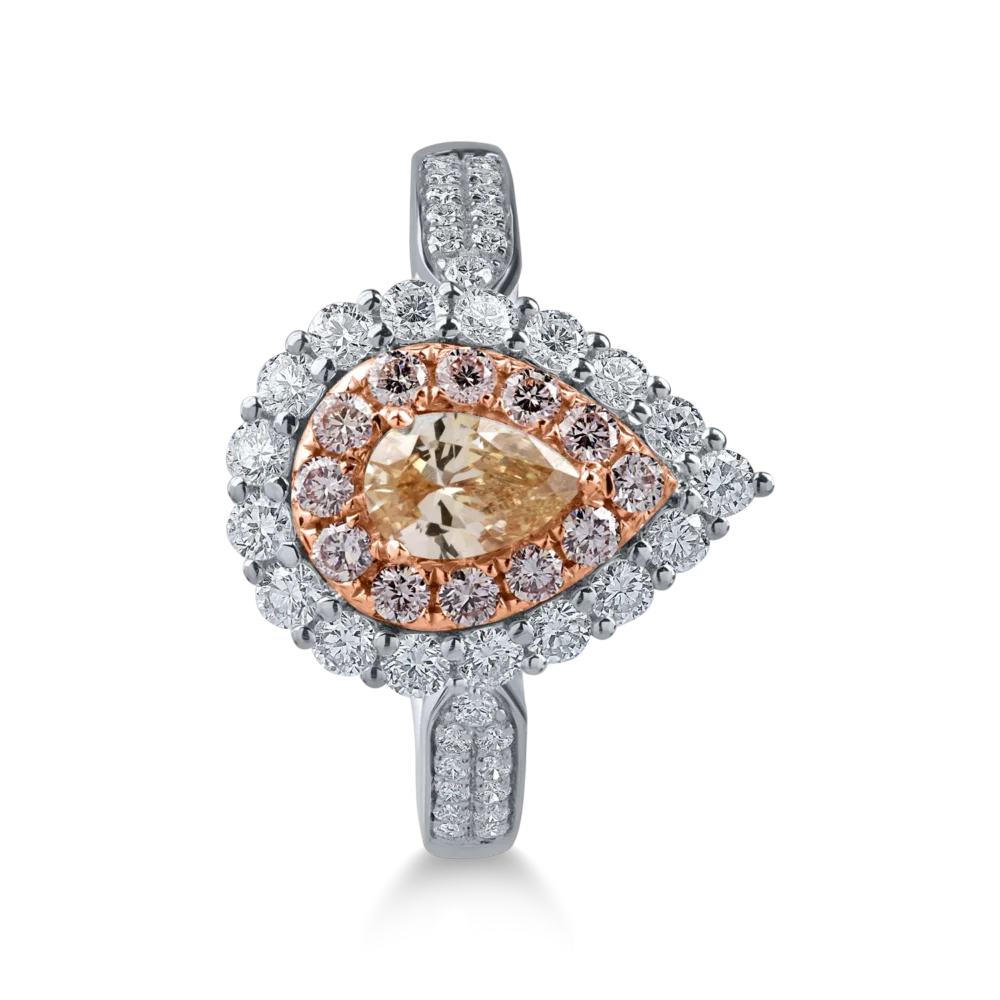 Inel din aur alb-roz cu diamante de 1.1ct - imagine 2