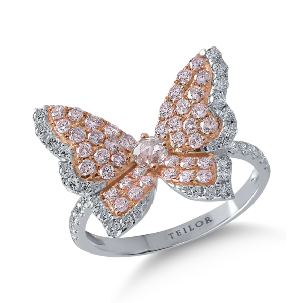 Inel din aur alb-roz cu diamante roz de 0.56ct si diamante transparente de 0.48ct