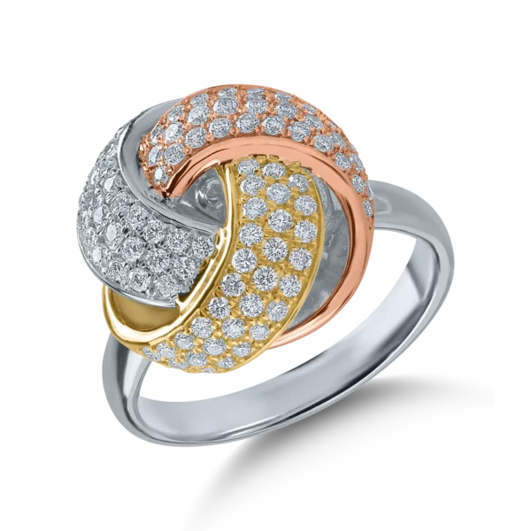 Inel din aur alb-roz-galben cu diamante de 0.78ct