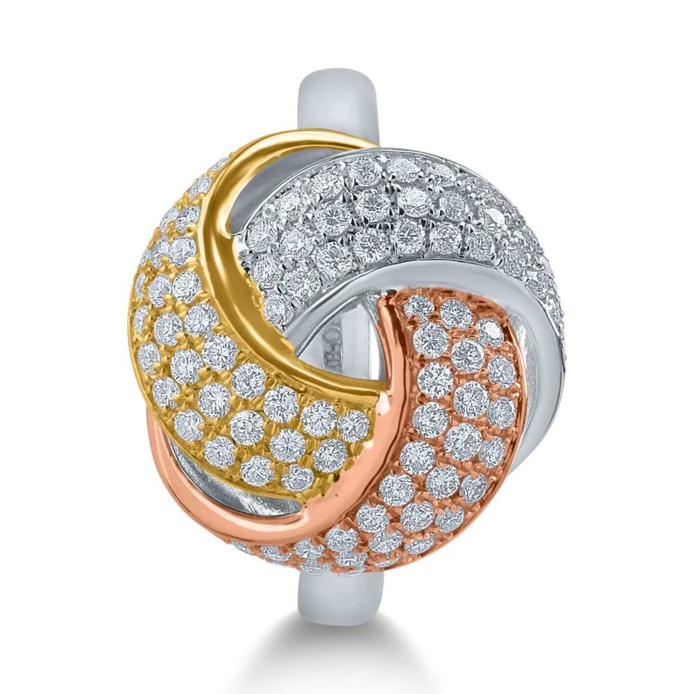 Inel din aur alb-roz-galben cu diamante de 0.78ct - imagine 2