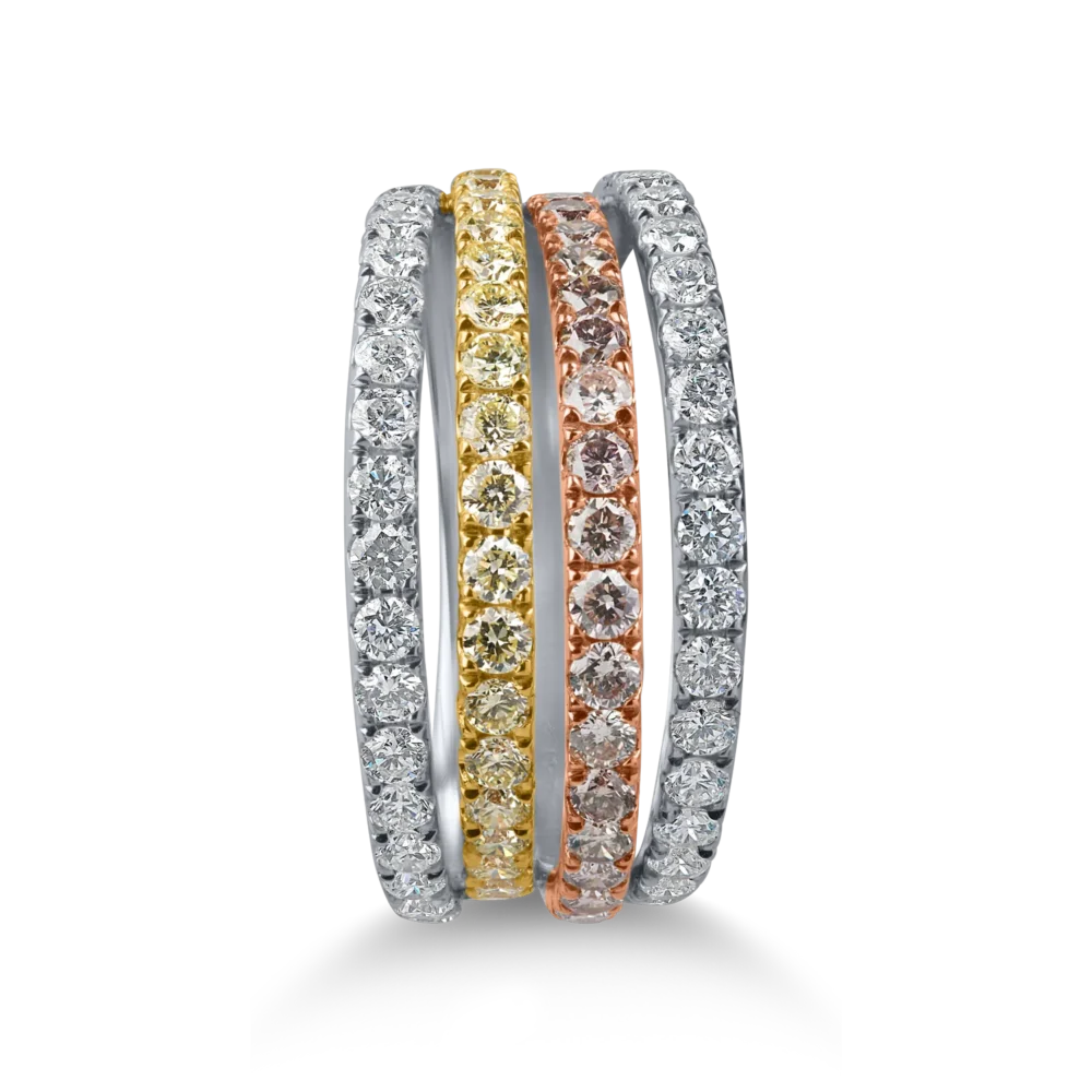 Inel din aur alb-roz-galben cu diamante microsetting de 1.7ct - imagine 2