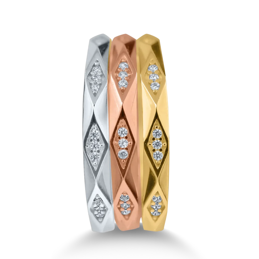 Inel din aur alb-roz-galben - imagine 2