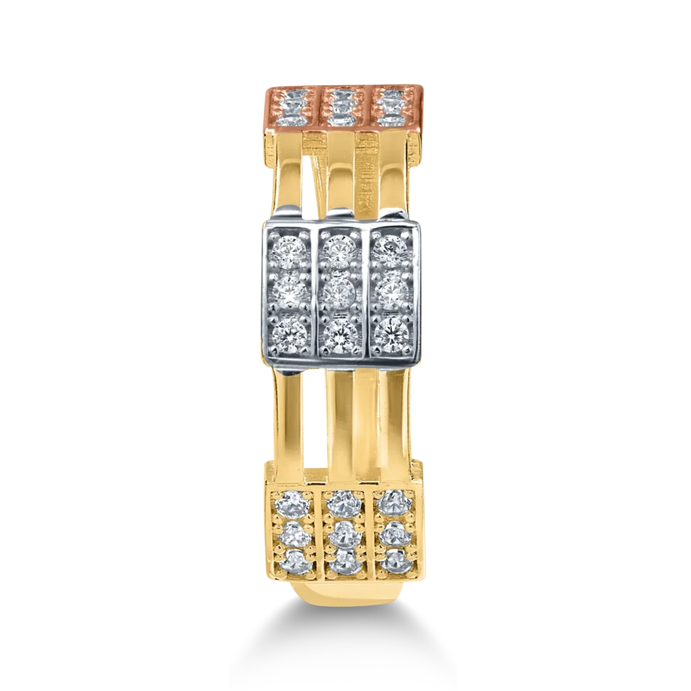 Inel din aur alb-roz-galben - imagine 2