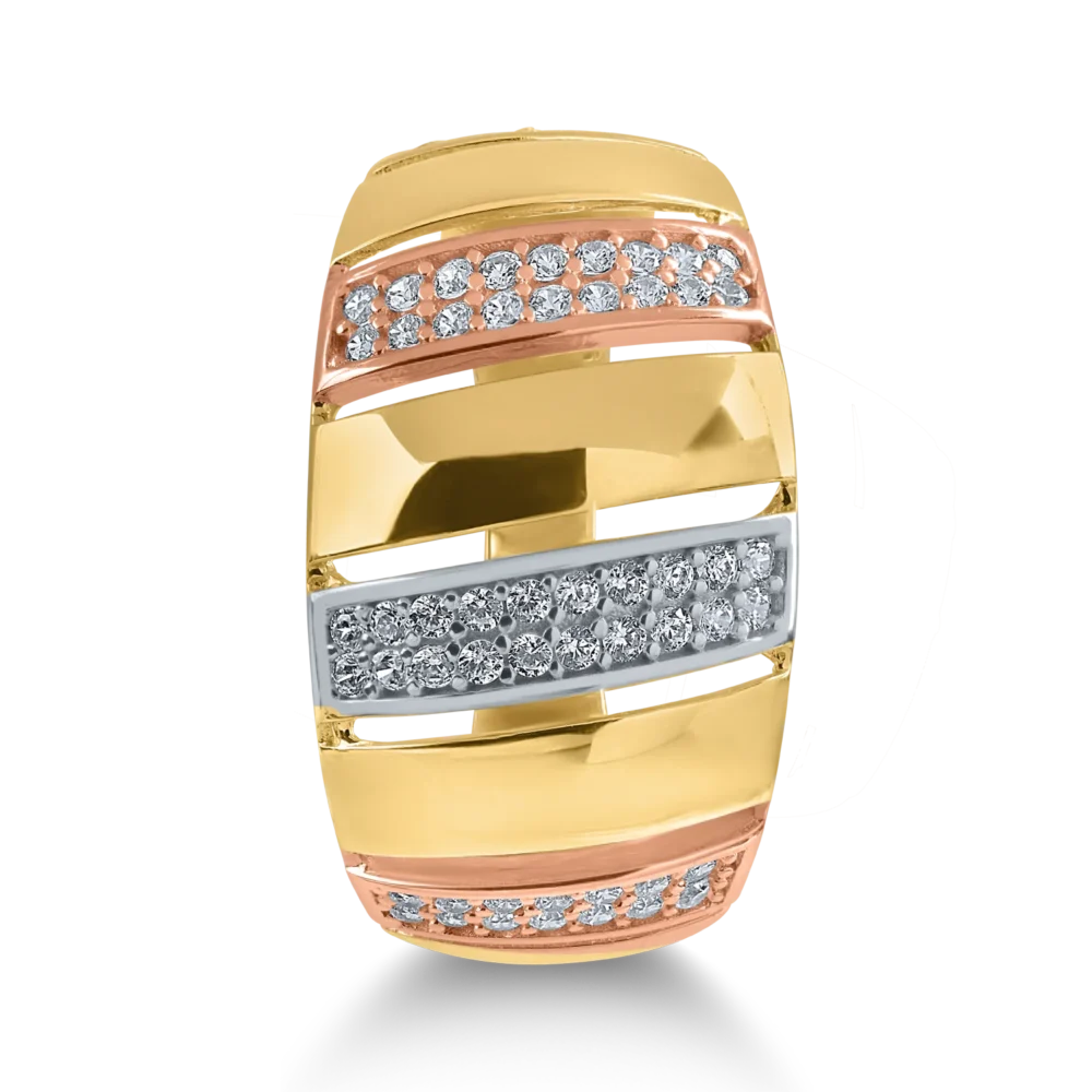 Inel din aur alb-roz-galben - imagine 2