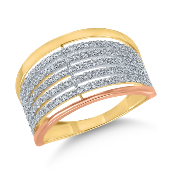 Inel din aur alb-roz-galben