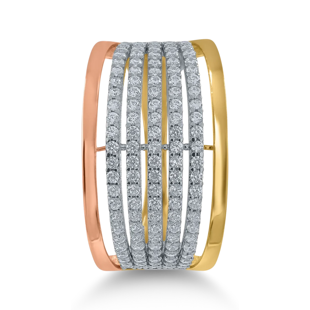 Inel din aur alb-roz-galben - imagine 2