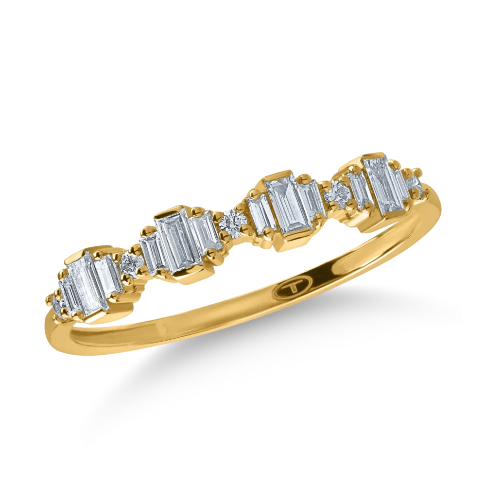 Inel din aur galben cu diamante baguette de 0.2ct