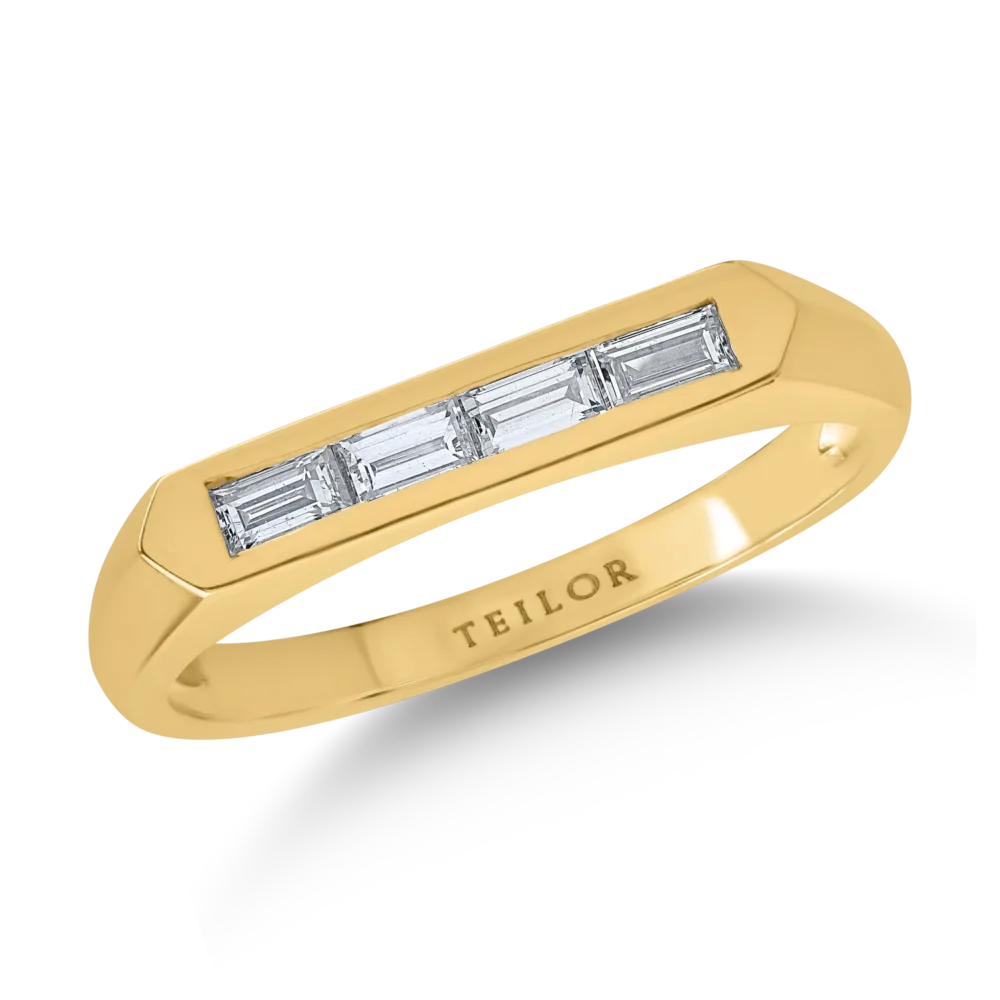 Inel din aur galben cu diamante baguette de 0.29ct