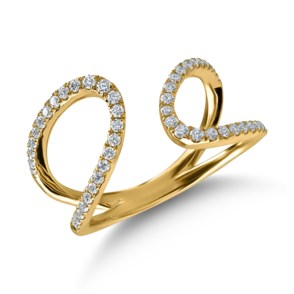 Inel din aur galben cu diamante marquise si rotunde de 0.4ct