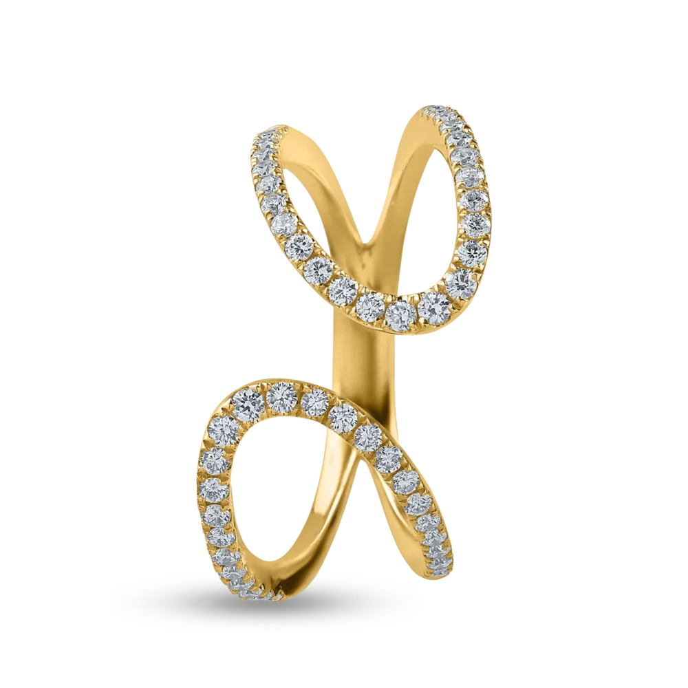 Inel din aur galben cu diamante marquise si rotunde de 0.4ct - imagine 2