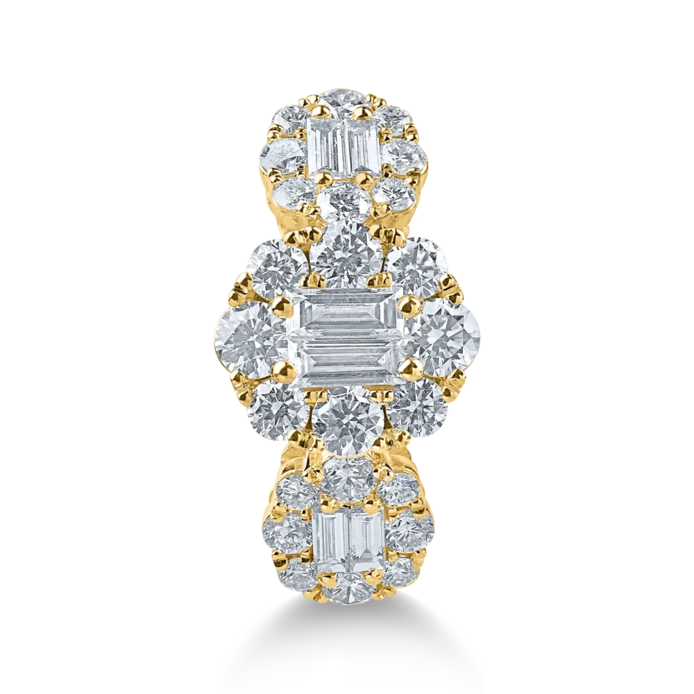 Inel din aur galben cu diamante baguette si rotunde de 1.4ct - imagine 2