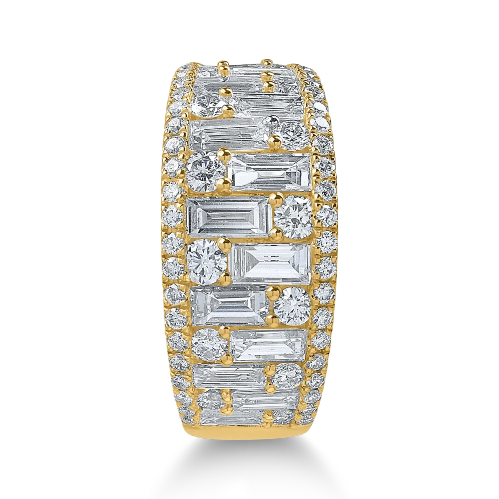 Inel din aur galben cu diamante baguette si rotunde de 2.2ct - imagine 2